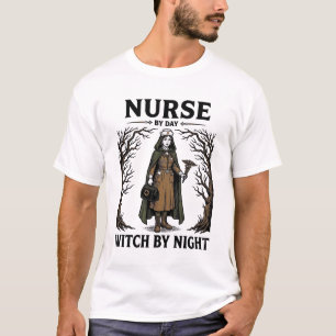 Nurse Witch By Day Witch By Night Vintage Hallowee T-Shirt