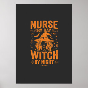 Nurse Witch Halloween Design Poster
