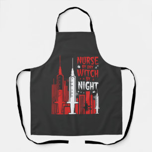 Nurse Witch Halloween Skyline Design_1 Apron