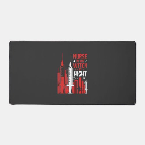 Nurse Witch Halloween Skyline Design_1 Desk Mat