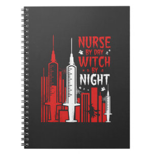 Nurse Witch Halloween Skyline Design_1 Notebook