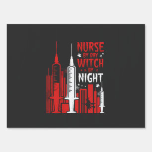 Nurse Witch Halloween Skyline Design_1 Sign