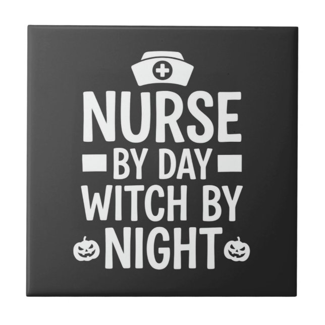 Nurse Witch Halloween Vector Design_1 Ceramic Tile (Front)