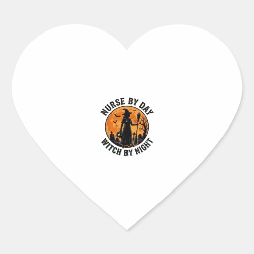 Nurse Witch Halloween Vintage Spooky Shift Design Heart Sticker
