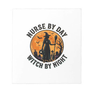 Nurse Witch Halloween Vintage Spooky Shift Design Notepad