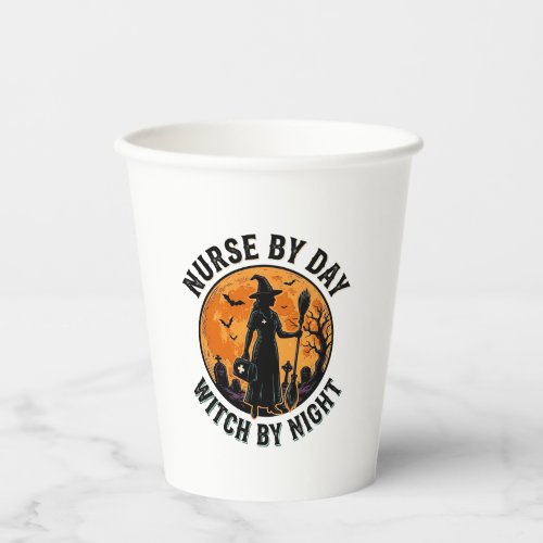 Nurse Witch Halloween Vintage Spooky Shift Design Paper Cups