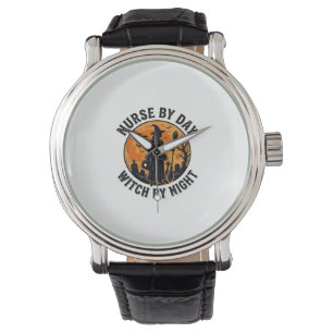 Nurse Witch Halloween Vintage Spooky Shift Design Watch