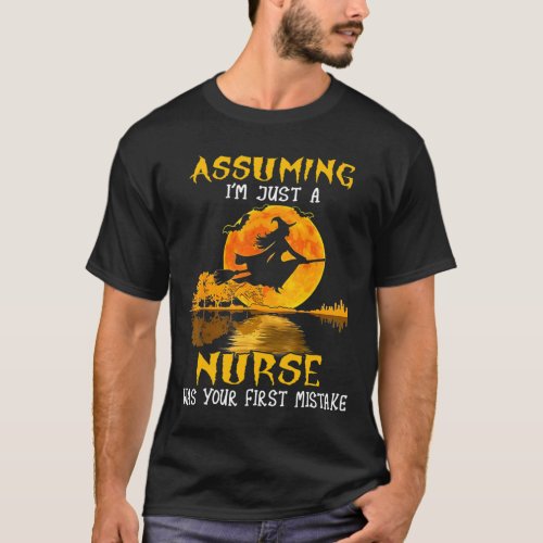 Nurse witch riding broom love nursing halloween co T_Shirt