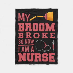 Nurse witches broom   fleece blanket