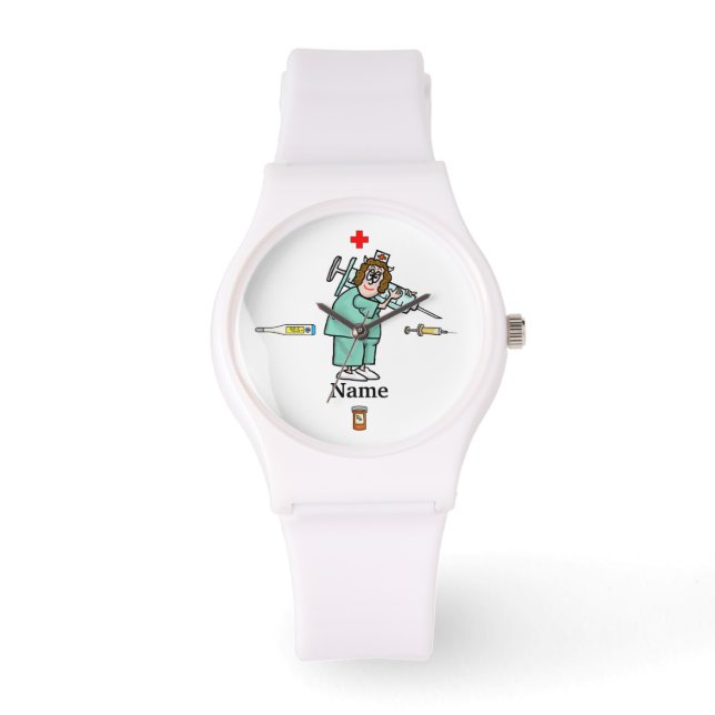  Nurse with Big Syringe Shot Watch  Personalize It (Front)