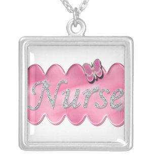 Nurse With Butterfly Silver Plated Necklace