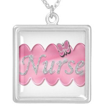 Nurse With Butterfly Silver Plated Necklace by medical_gifts at Zazzle