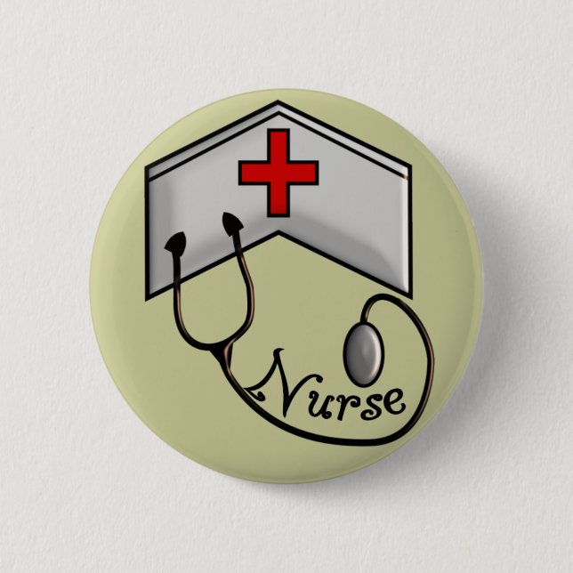 Nurse with EMBOSSED CAP & STETHOSCOPE Button (Front)