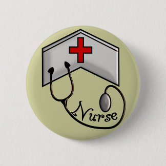 Nurse with EMBOSSED CAP & STETHOSCOPE Button