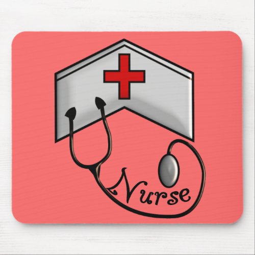 Nurse with EMBOSSED CAP  STETHOSCOPE Mouse Pad