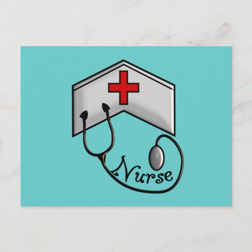 Nurse with EMBOSSED CAP  STETHOSCOPE Postcard