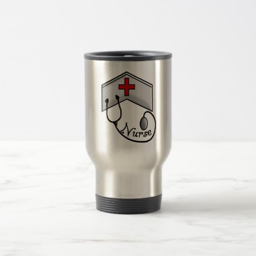 Nurse with EMBOSSED CAP  STETHOSCOPE Travel Mug