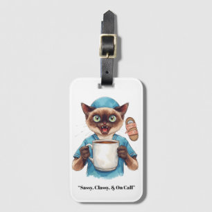 Nurse with funny text for cat lovers luggage tag