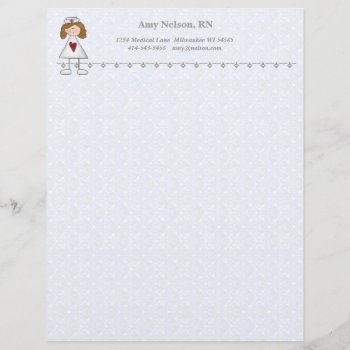 Nurse With Heart Custom Personalized Letterhead by cowboyannie at Zazzle