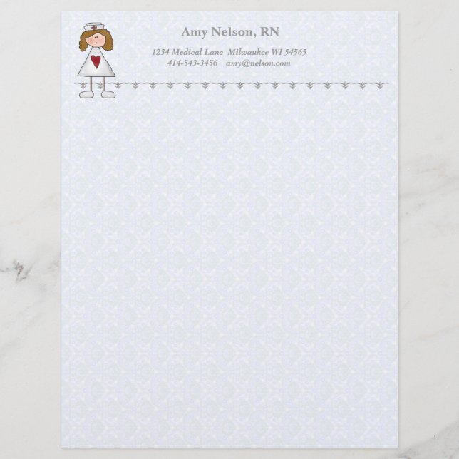 Nurse With Heart Custom Personalized Letterhead (Front)
