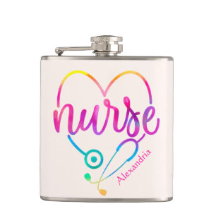 "Nurse" with Heart-Shaped Stethoscope Flask