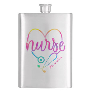 "Nurse" with Heart-Shaped Stethoscope Flask