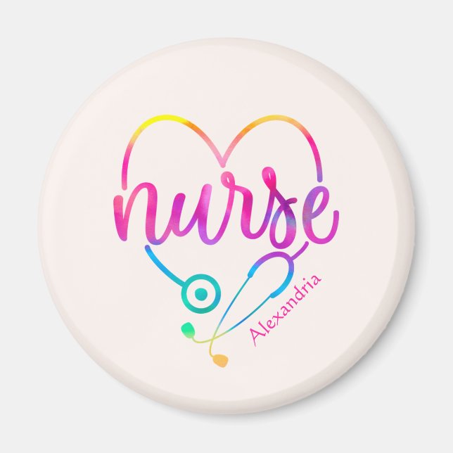 "Nurse" with Heart-Shaped Stethoscope Magnet (Front)
