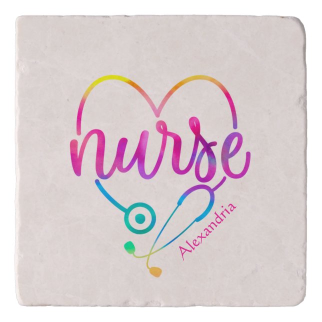 "Nurse" with Heart-Shaped Stethoscope Trivet (Front)