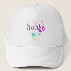 "Nurse" with Heart-Shaped Stethoscope Trucker Hat