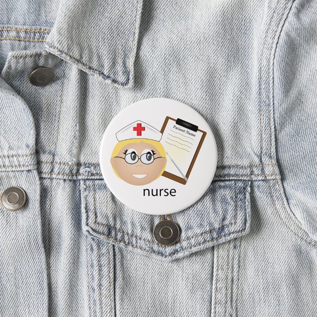 Nurse with Medical Clipboard and Thermometer Button (Creator Uploaded)