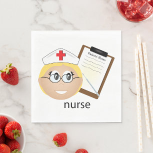 Nurse with Medical Clipboard and Thermometer Napkins