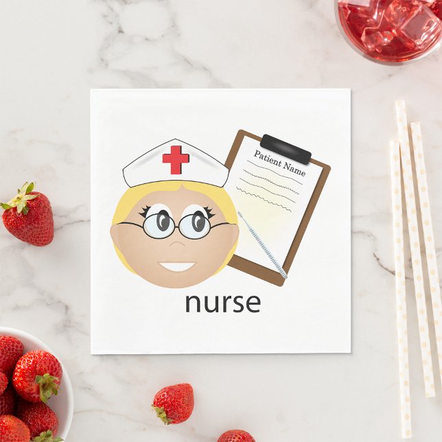 Nurse with Medical Clipboard and Thermometer Napkins (Creator Uploaded)