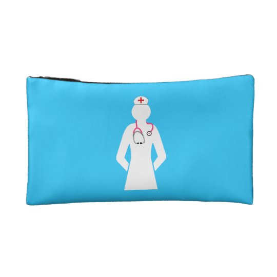 Nurse with stethoscope silhouette Cosmetic bag
