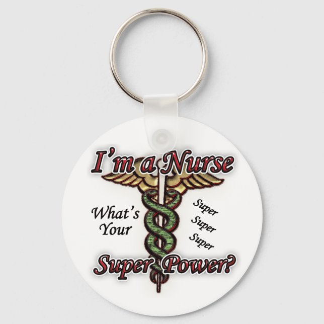 Nurse With Super Power Keychain (Front)