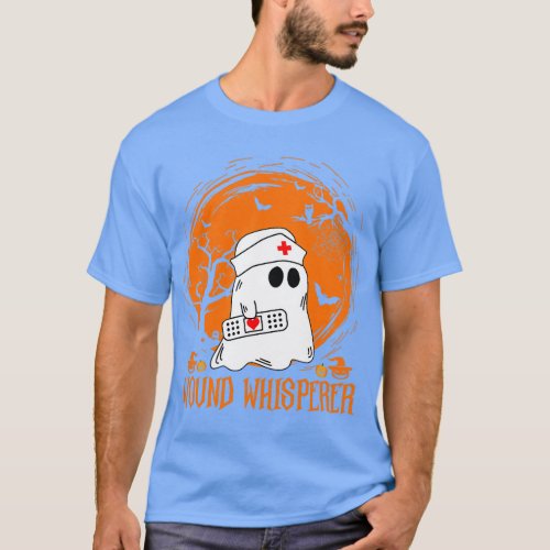 Nurse Wound Whisperer Pumpkin Moon Ghost Halloween T_Shirt