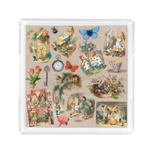 Nursery Alice Colorful 1800s Classic Wonderland  Acrylic Tray