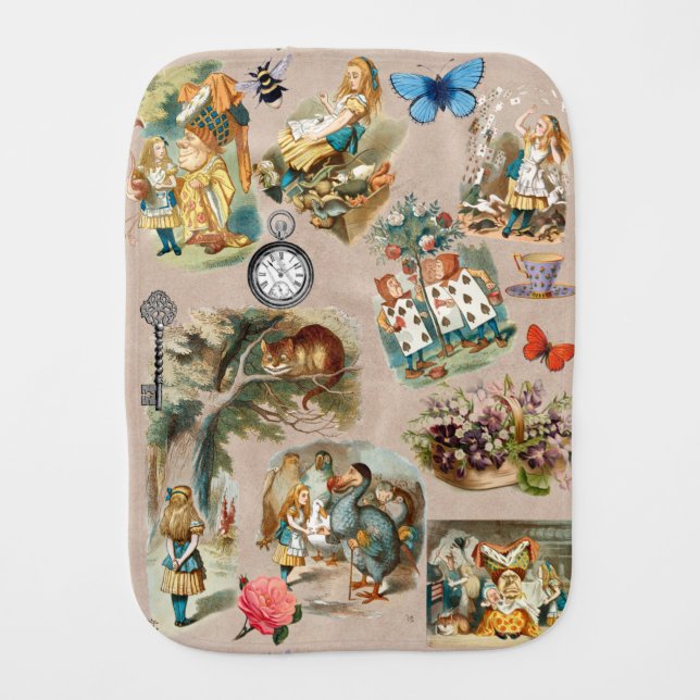  Nursery Alice Colorful 1800s Classic Wonderland  Baby Burp Cloth (Front)