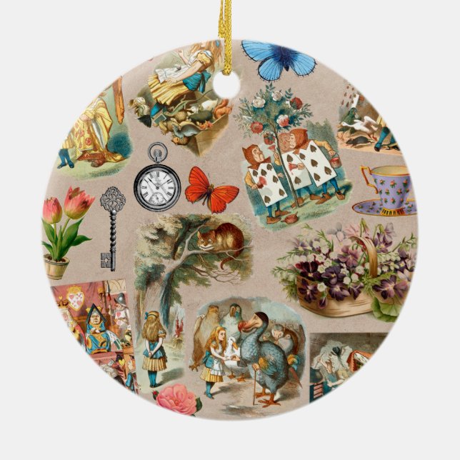  Nursery Alice Colorful 1800s Classic Wonderland  Ceramic Ornament (Back)