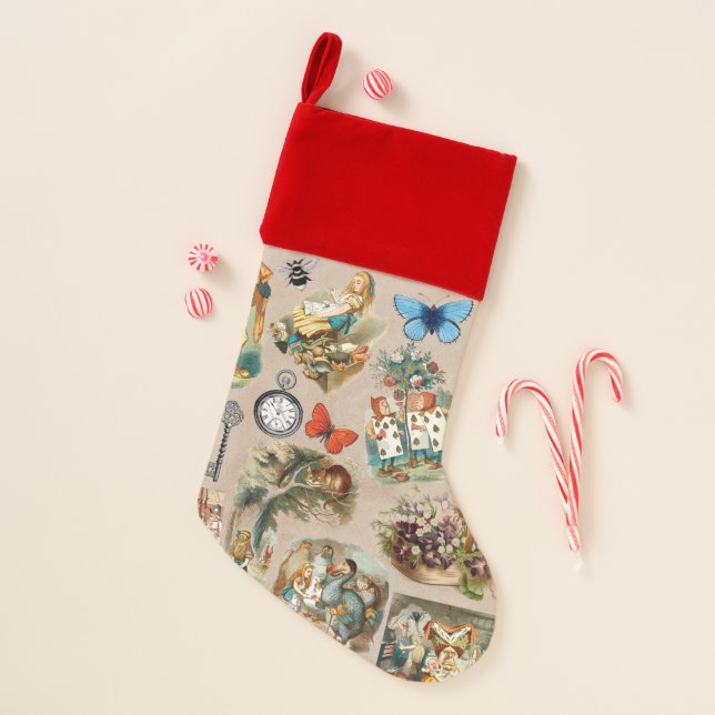  Nursery Alice Colorful 1800s Classic Wonderland  Christmas Stocking (Front)