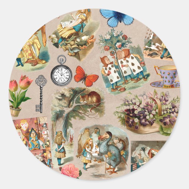  Nursery Alice Colorful 1800s Classic Wonderland  Classic Round Sticker (Front)