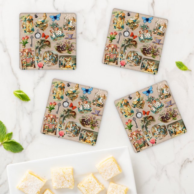  Nursery Alice Colorful 1800s Classic Wonderland  Coaster Set (In Situ)