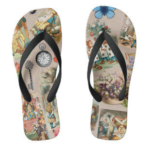 Nursery Alice Colorful 1800s Classic Wonderland Flip Flops