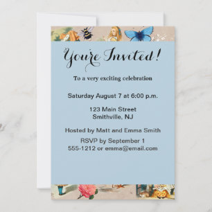  Nursery Alice Colorful 1800s Classic Wonderland  Invitation