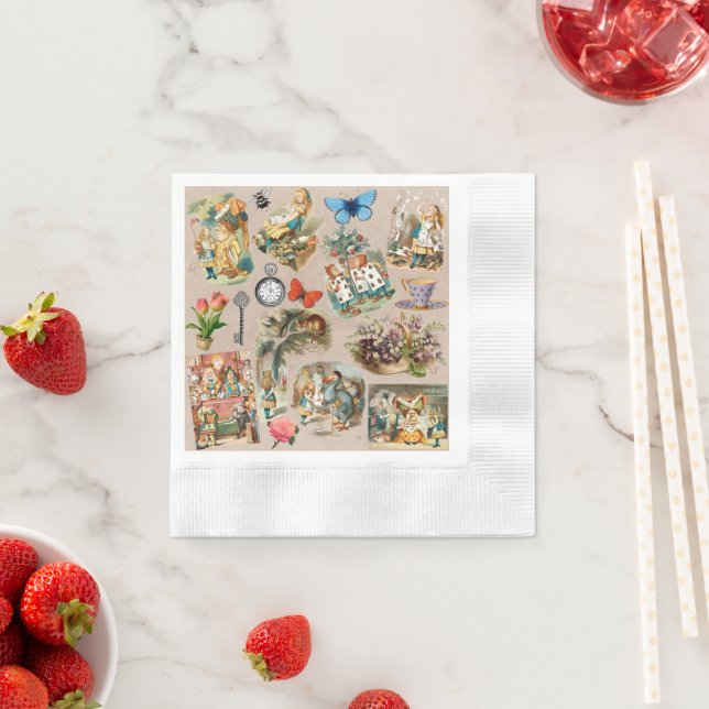  Nursery Alice Colorful 1800s Classic Wonderland  Napkins (Insitu)