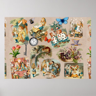 Nursery Alice Colorful 1800s Classic Wonderland Poster