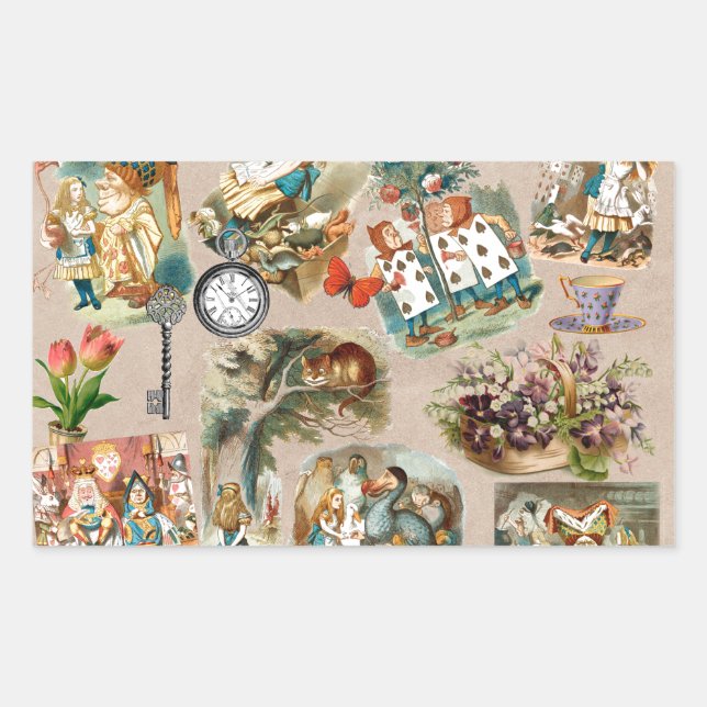  Nursery Alice Colorful 1800s Classic Wonderland  Rectangular Sticker (Front)