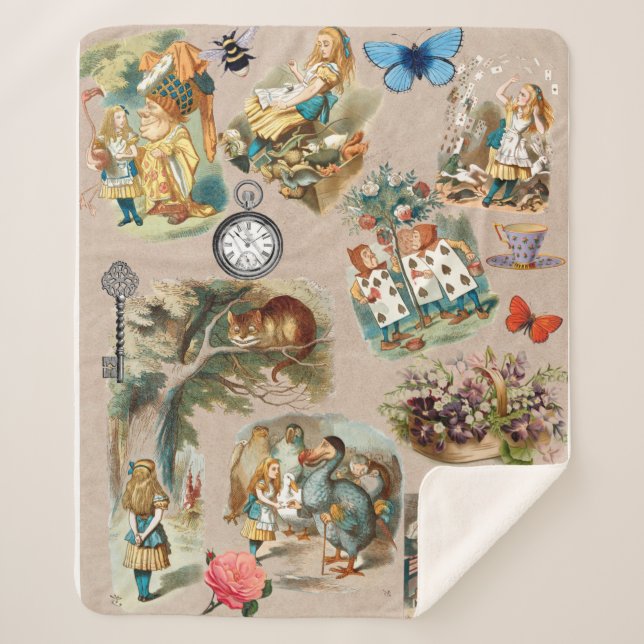  Nursery Alice Colorful 1800s Classic Wonderland  Sherpa Blanket (Front)