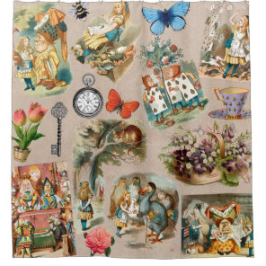 Nursery Alice Colorful 1800s Classic Wonderland  Shower Curtain
