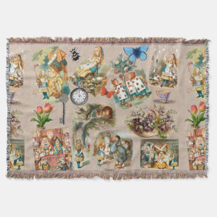  Nursery Alice Colorful 1800s Classic Wonderland  Throw Blanket