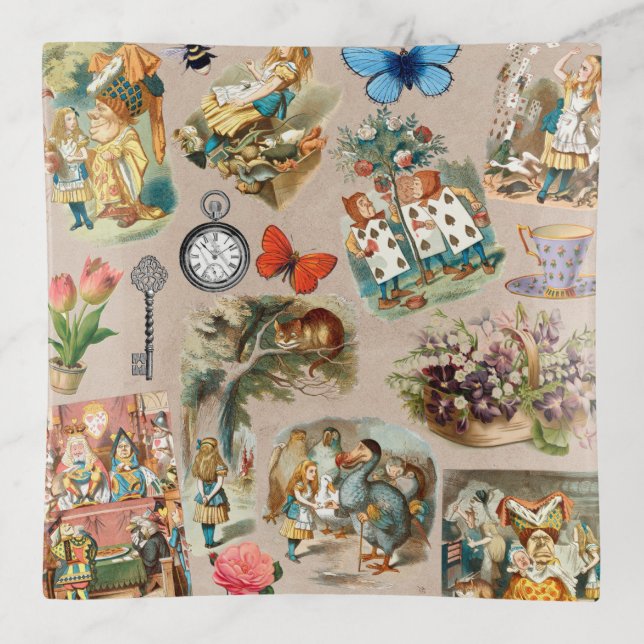  Nursery Alice Colorful 1800s Classic Wonderland  Trinket Tray (Front)